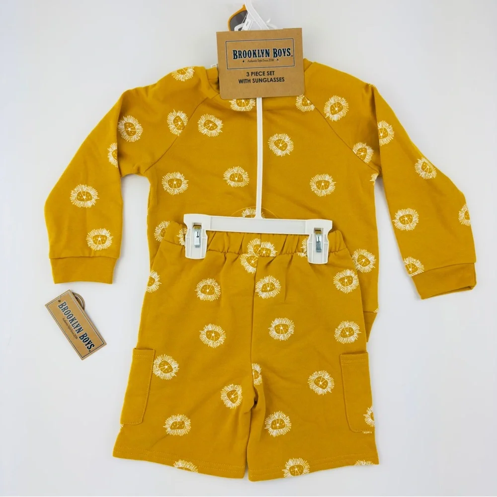 Brooklyn Boys Toddler Boys 2-Piece Fleece Shorts Outfit-Yellow, Size 3T NWT NEW - Picture 2 of 5